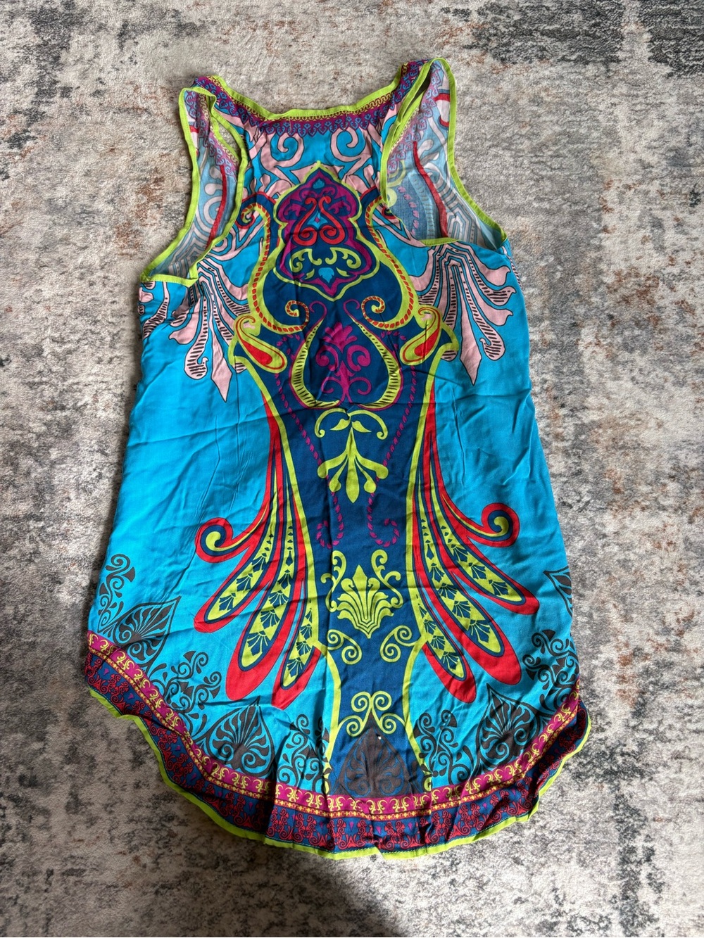 Flying Tomato Turquoise Multicolor Paisley Hi-Low Tank - Picture 3 of 3